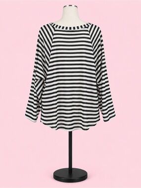 Splendid Black & White Striped Lightweight Thermal Top Women’s Medium